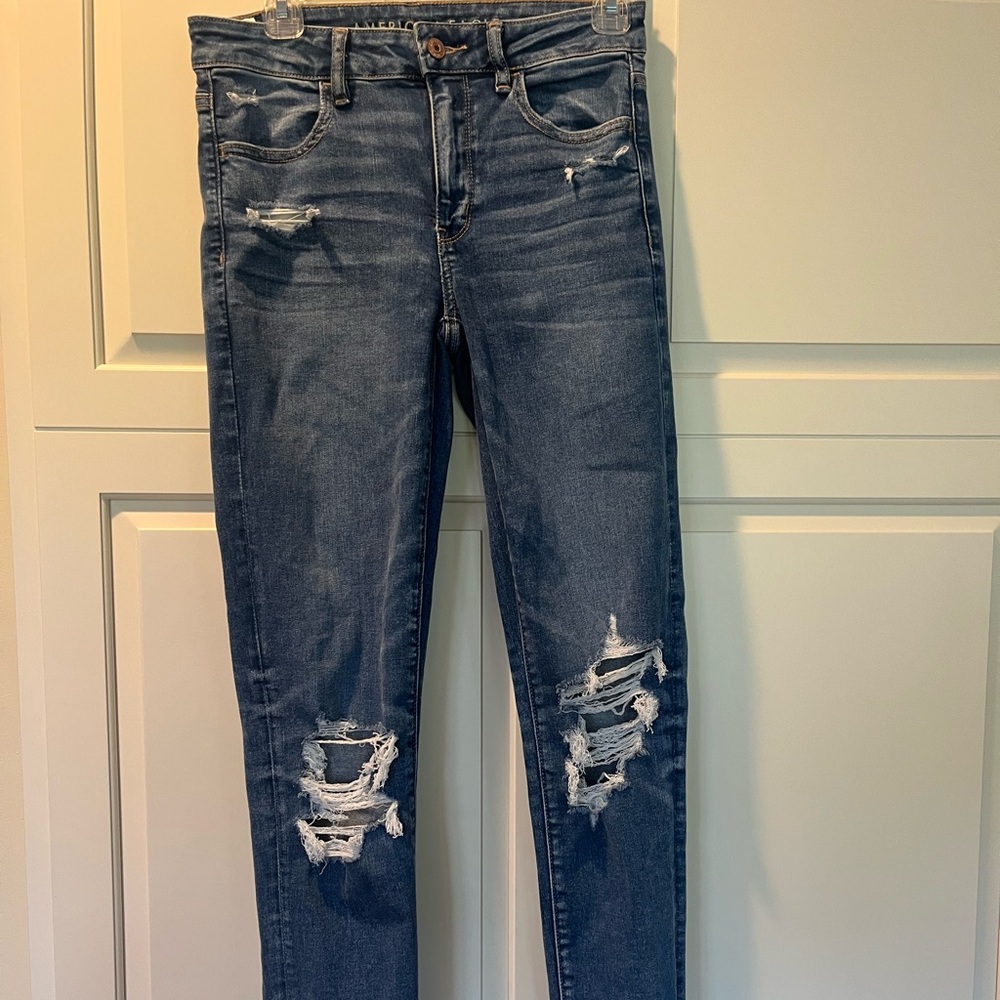 American Eagle Outfitters Ripped Blue Skinny Jeans
